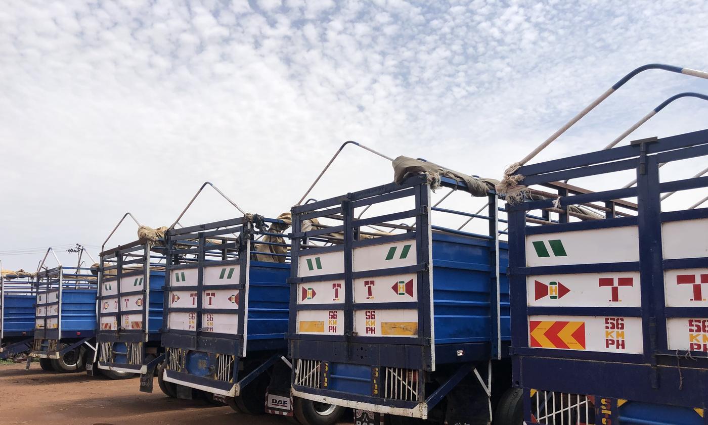 Bazuwa Motors cargo trucks lined up at the yard
