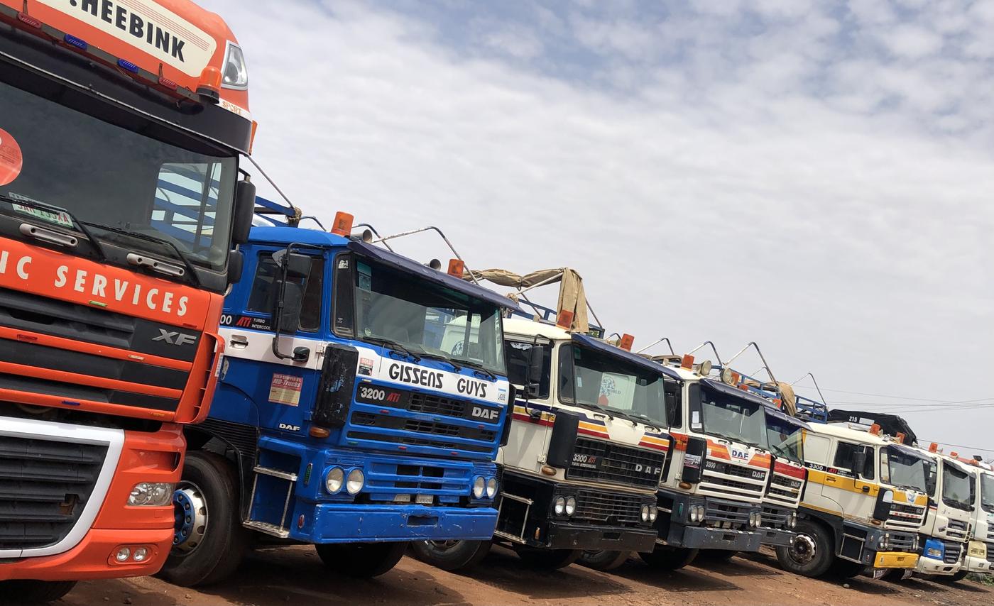 Bazuwa Motors fleet including DAF tractor units at the yard